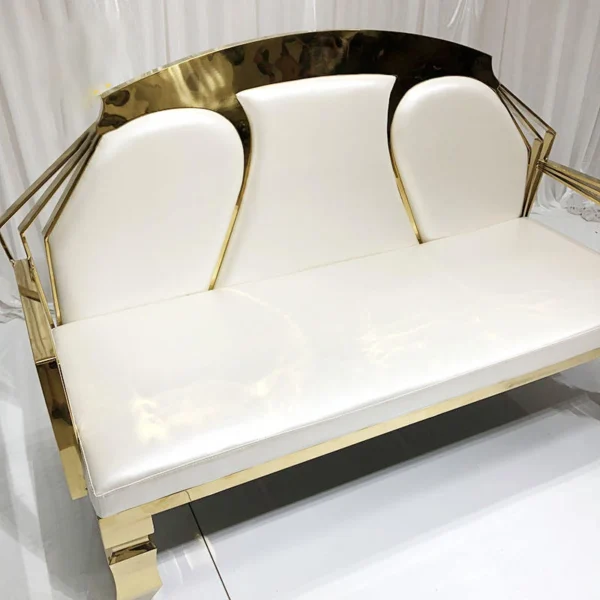 New Wedding Luxury Metal Stainless Steel Double Layer Leather Sofa Chair - Image 8