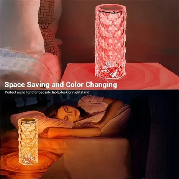 3/16 Colors LED Crystal Table Lamp Rose Light Projector Touch Romantic Diamond Atmosphere Light USB LED Night Light for Bedroom - Image 3