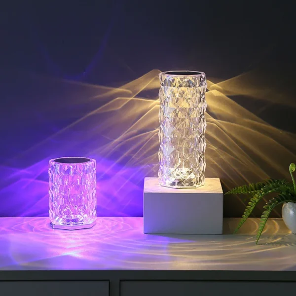 3/16 Colors LED Crystal Table Lamp Rose Light Projector Touch Romantic Diamond Atmosphere Light USB LED Night Light for Bedroom - Image 5